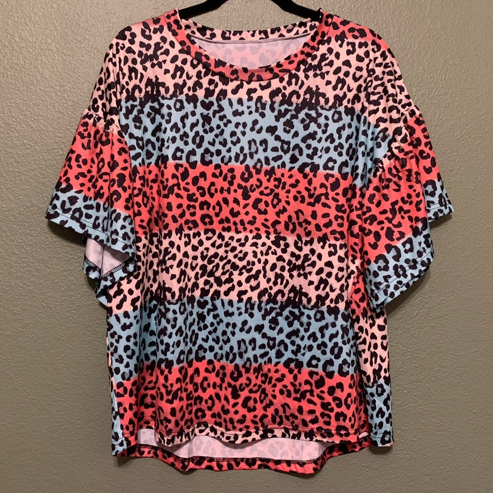 Striped Leopard Print Blouse